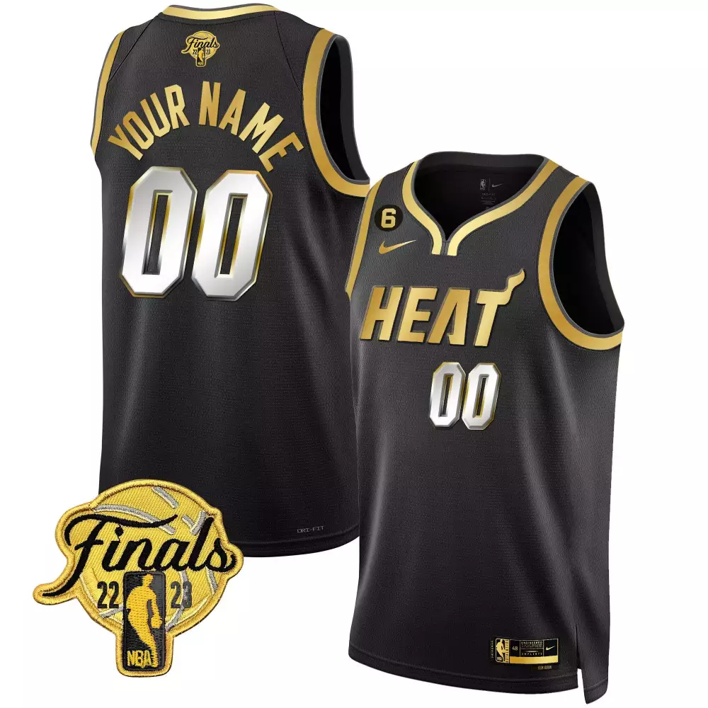 Custom Heat Jersey Black NBA Finals 2023 2022-2023 Men Gold White Limited Collection