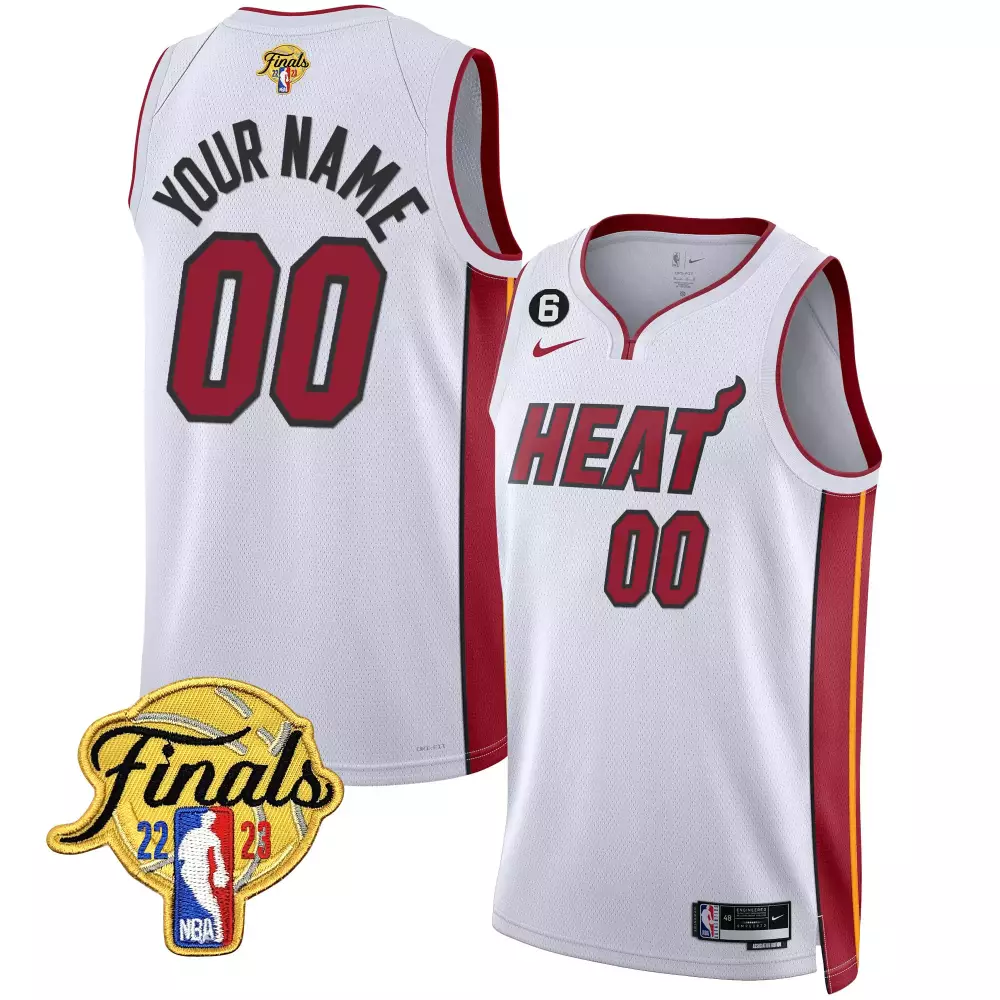 Custom Miami Heat Jersey White Finals 2022-2023 Men Alternate Red Yellow All Stitched