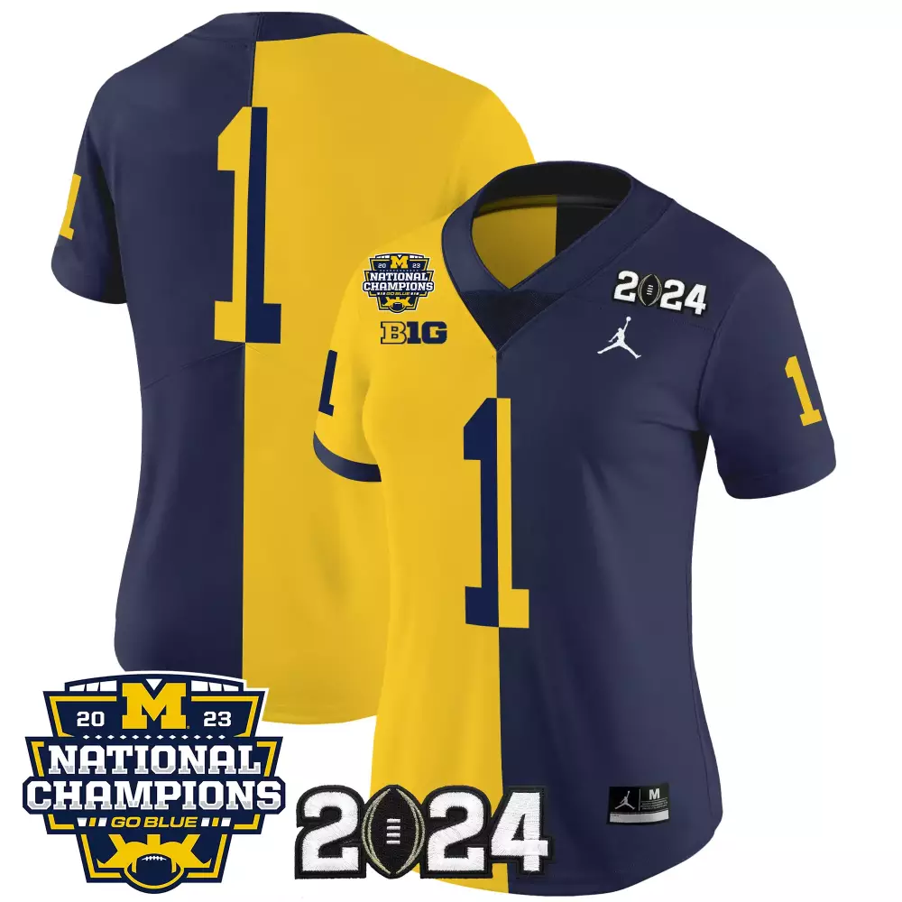 J.j. Mccarthy 1 Jersey Navy Blue National Champions Michigan Wolverines 2023 Big Ten 2024