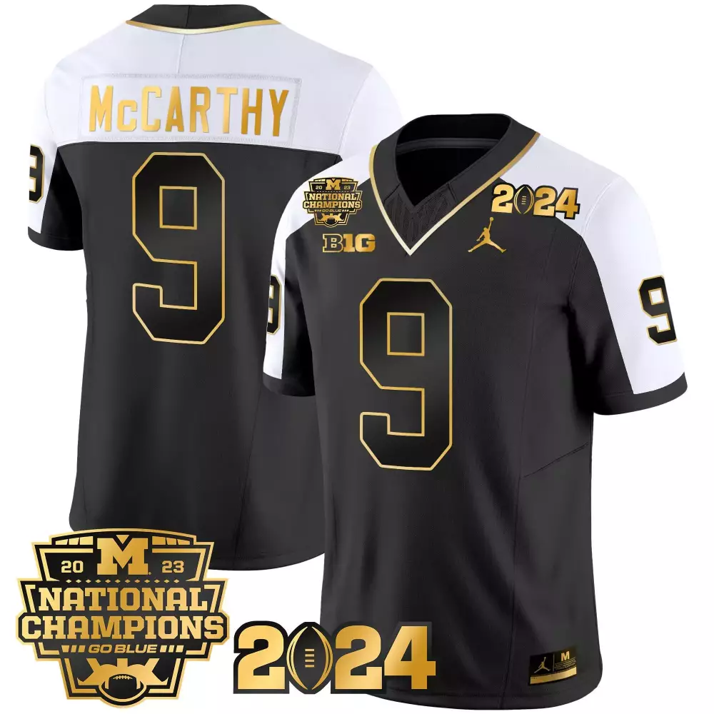 Jj Mccarthy 9 Michigan Wolverines Jersey Black 2024 Championship 2023 National Champions Big