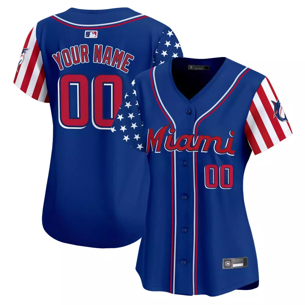 Custom Miami Jersey Blue City Connect Design Red White Stitched Vapor