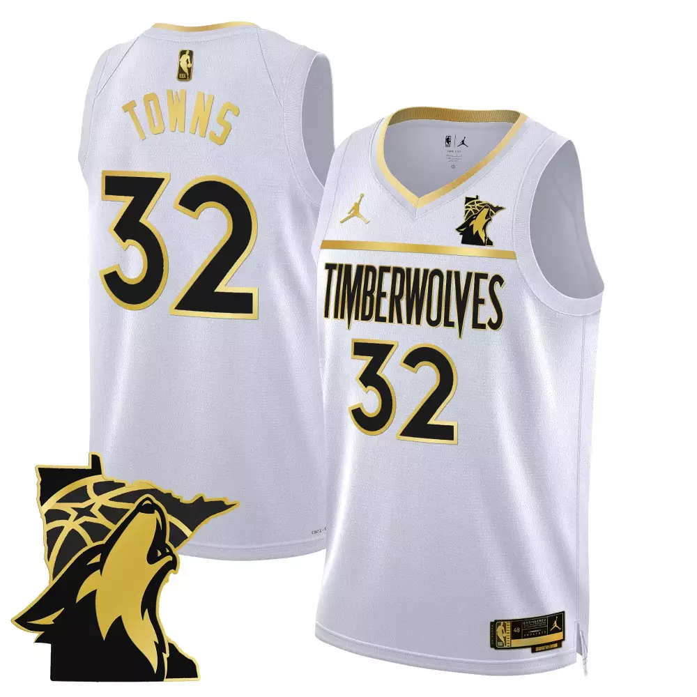 Karl-anthony Towns 32 Jersey White Gothic Minnesota Timberwolves Men Authentic Alternate