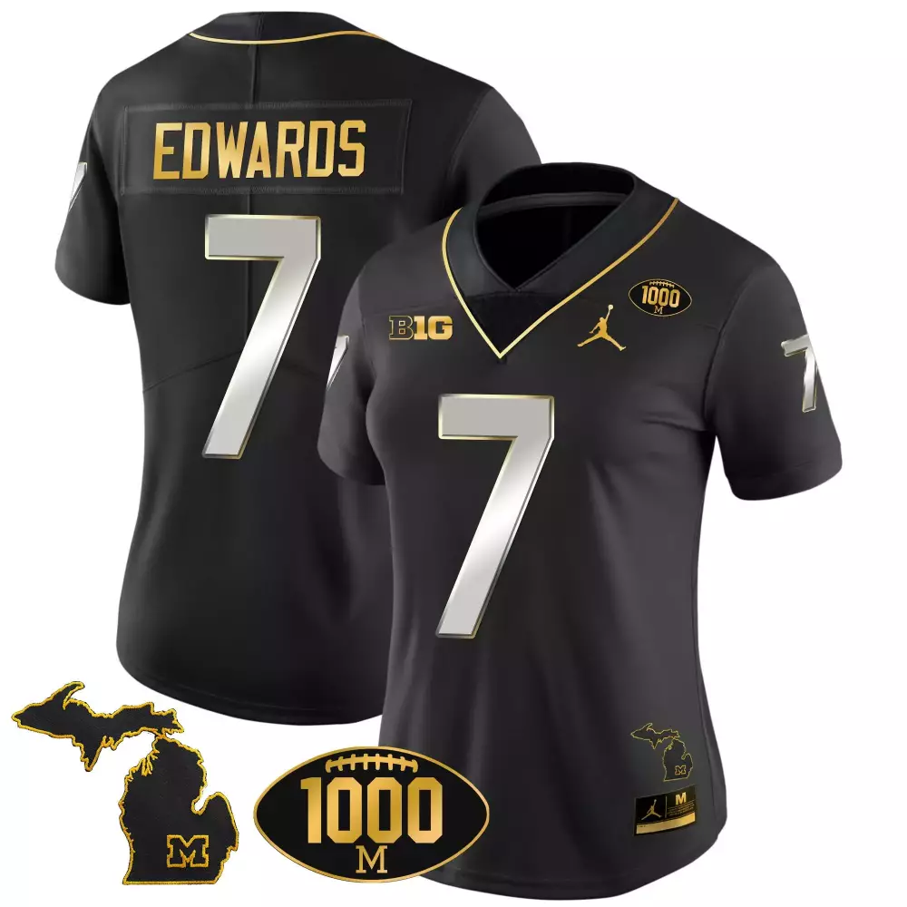 Donovan Edwards 7 Jersey Black 1000 M Michigan Wolverines Big Men Gold Silver Limited
