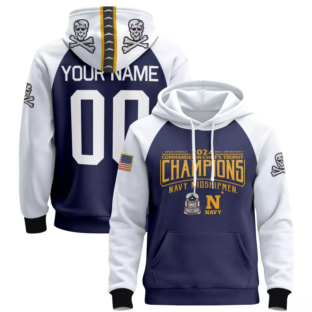 Custom Navy Midshipmen Jersey Commander-in-chief's Trophy Champions American Flag 2024
