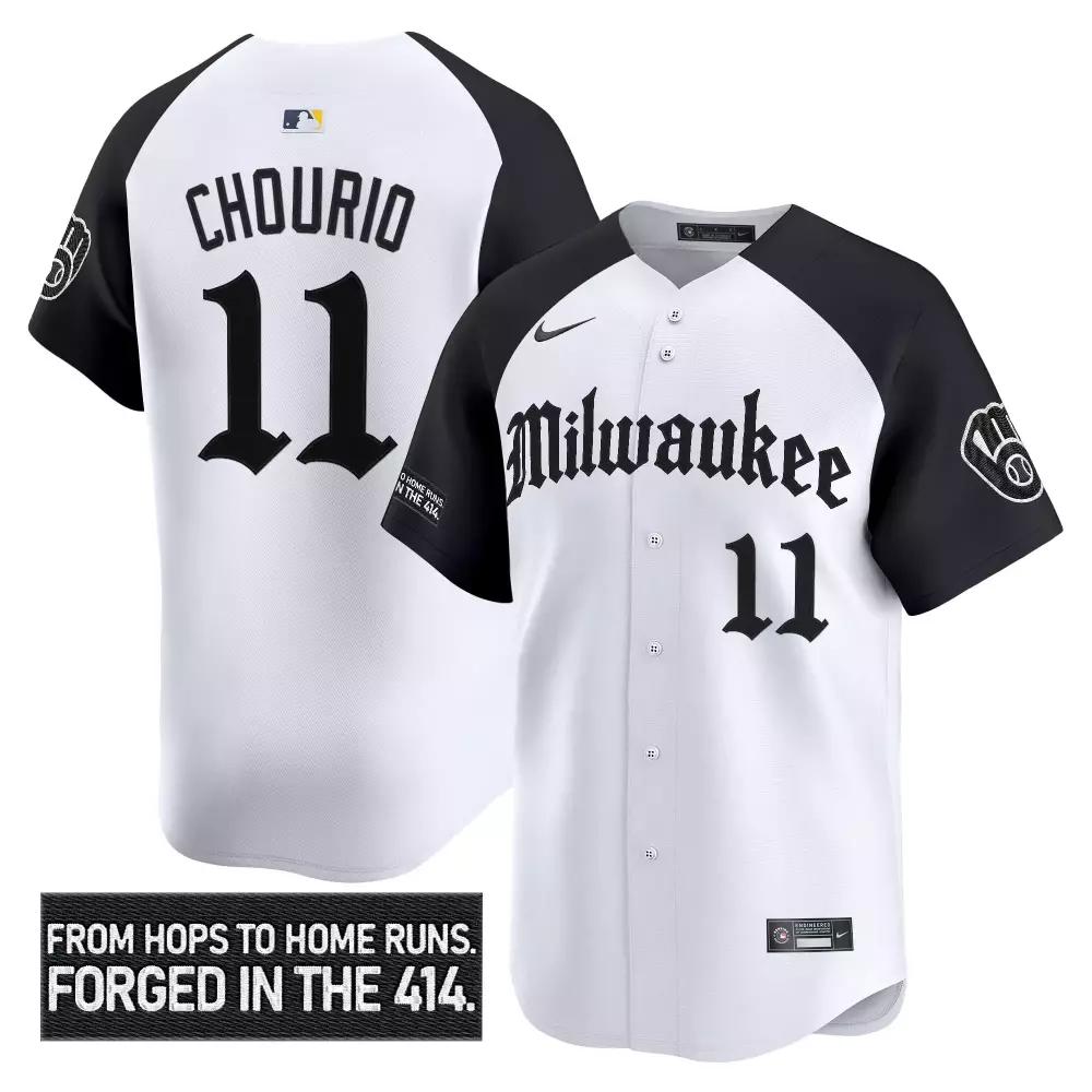 Jackson Chourio 11 Jersey White Gothic Sin City Milwaukee Brewers Men Authentic Alternate