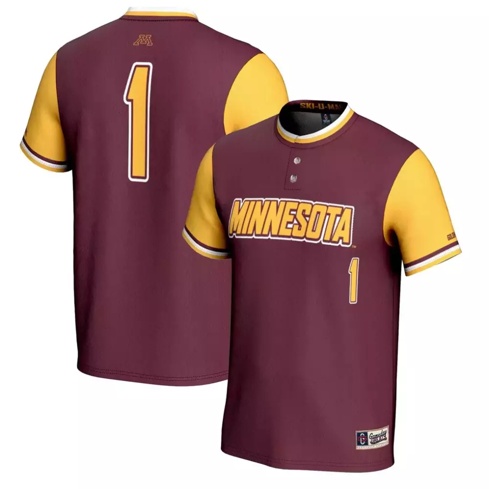 Custom Minnesota Golden Gophers 1 Jersey Maroon Men Gold White Gameday Unisex