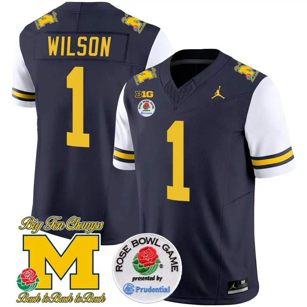 Roman Wilson 1 Jersey Navy Big Ten Champs Michigan Wolverines Rose Bowl Game To Men