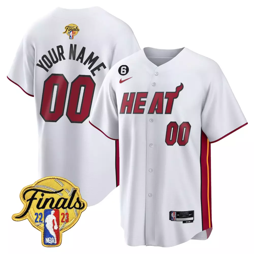Custom Heat Jersey White Finals 2023 Men Red Yellow All Stitched Vapor