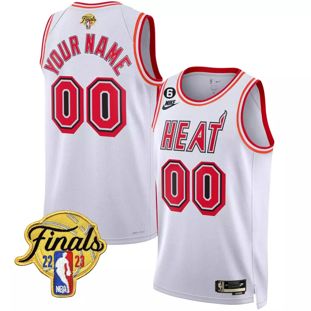 Custom Heat Jersey White Finals 22-23 Men Red Black Classic Collection v4 All Stitched
