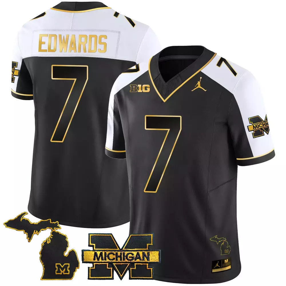 Donovan Edwards 7 Jersey Black Michigan Wolverines Big Men White Gold Alternate Vapor
