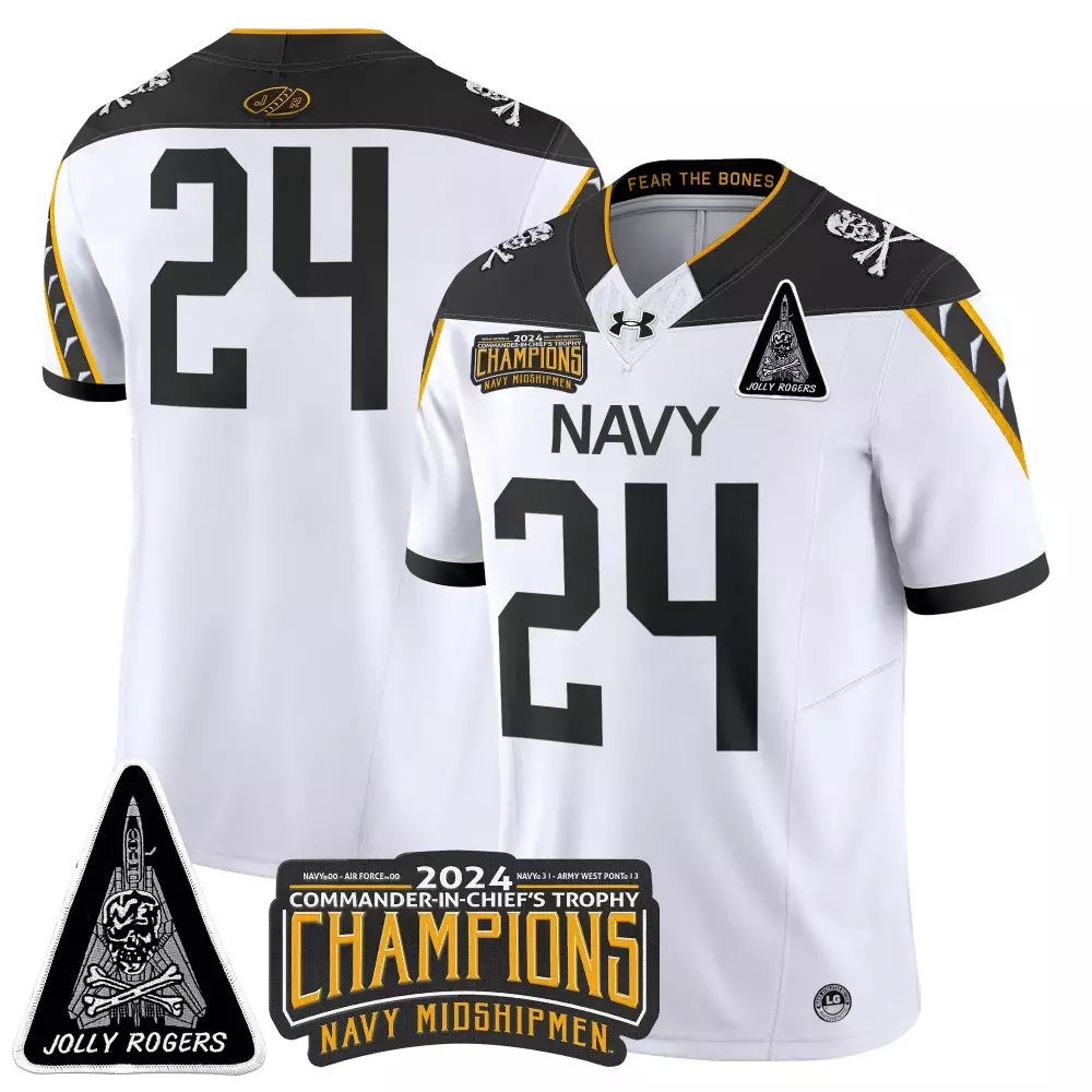Navy Midshipmen 24 Jersey White Jolly Rogers 2024 Commander-in-chief's Trophy Men