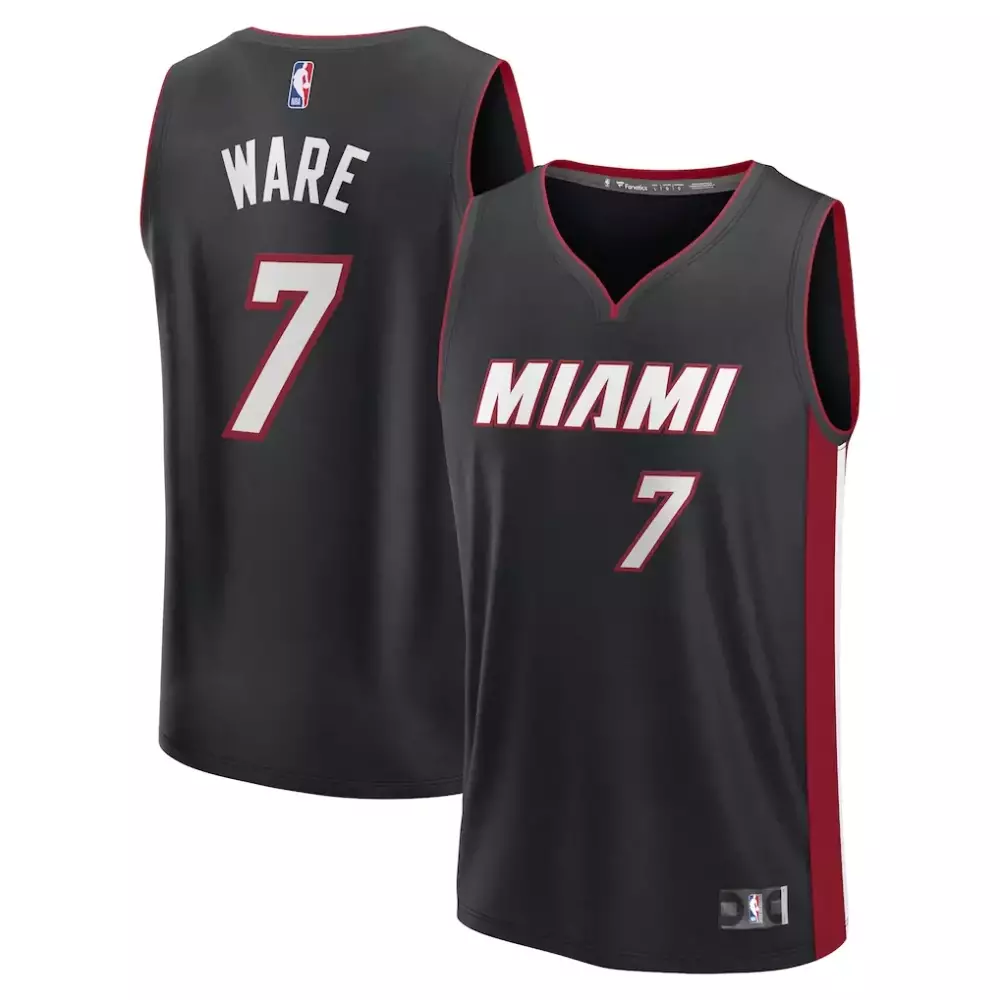 Kel'el Ware 7 Miami Heat Jersey Black Men Red White Replica Icon