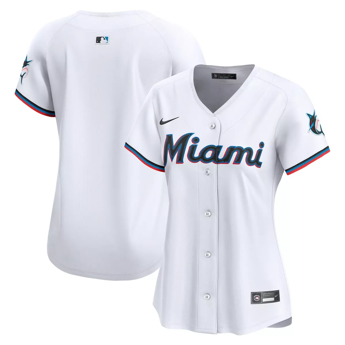 Miami Marlins Jersey White Women Black Teal Red Home Limited