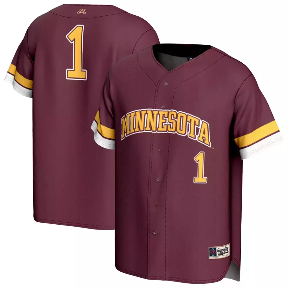 Minnesota Golden Gophers 1 Jersey Maroon Men Stitched Yellow White Gameday Fashion