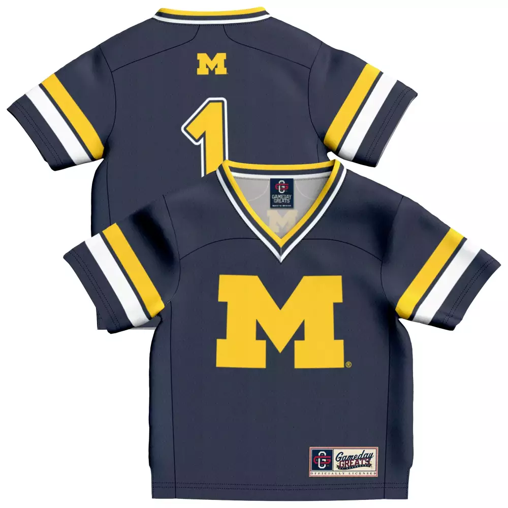 Michigan Wolverines 1 Jersey Navy Blue Kids Yellow White All Stitched Vapor