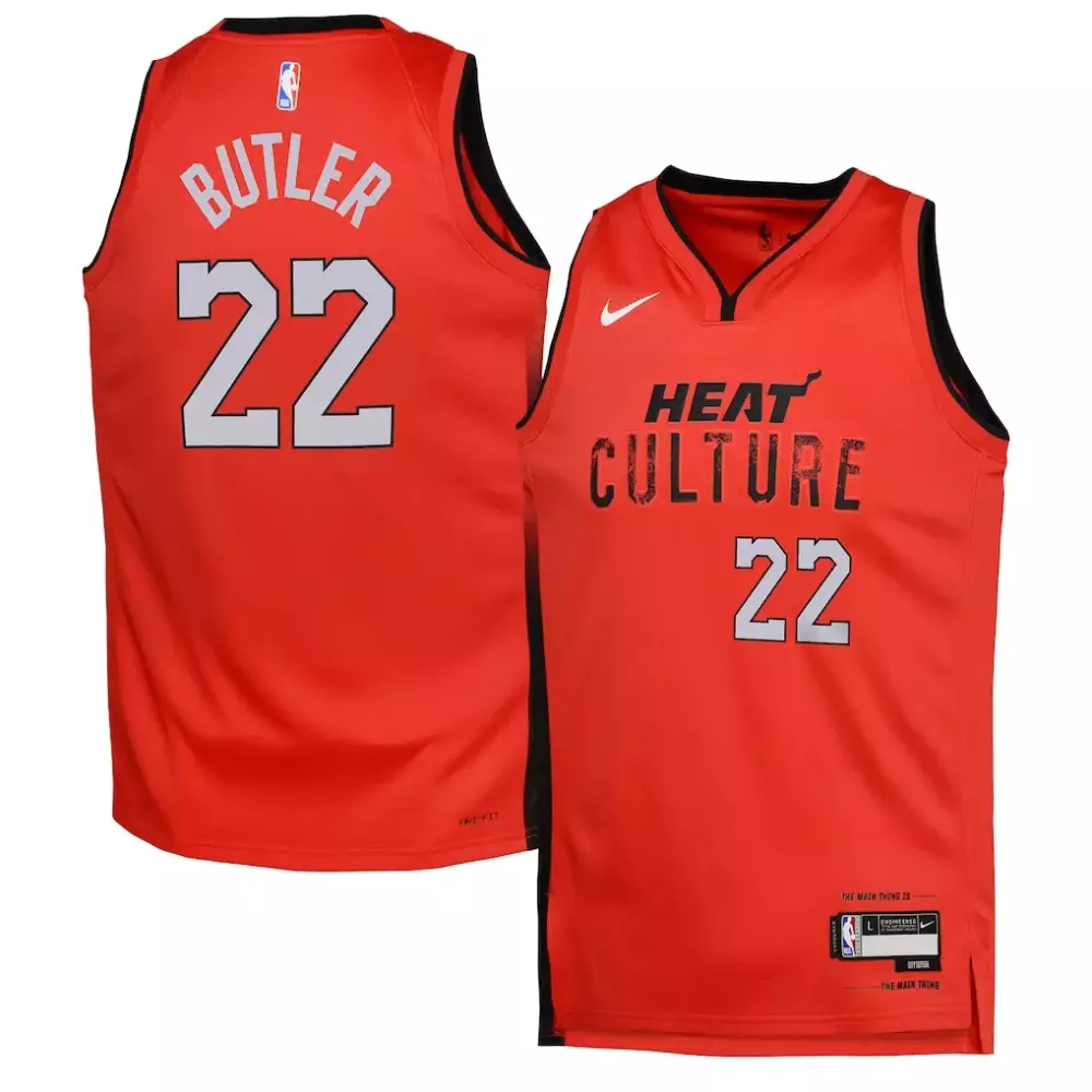 Jimmy Butler 22 Miami Heat Jersey Orange Culture Dri-fit Main Thing Men Black White
