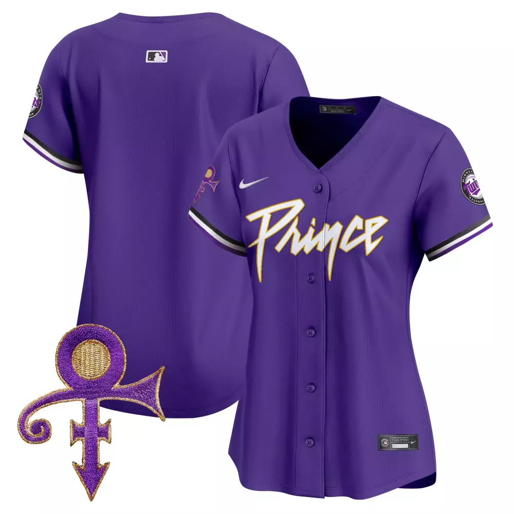 Prince Minnesota Twins Jersey Purple Women Limited White Black All Stitched Vapor