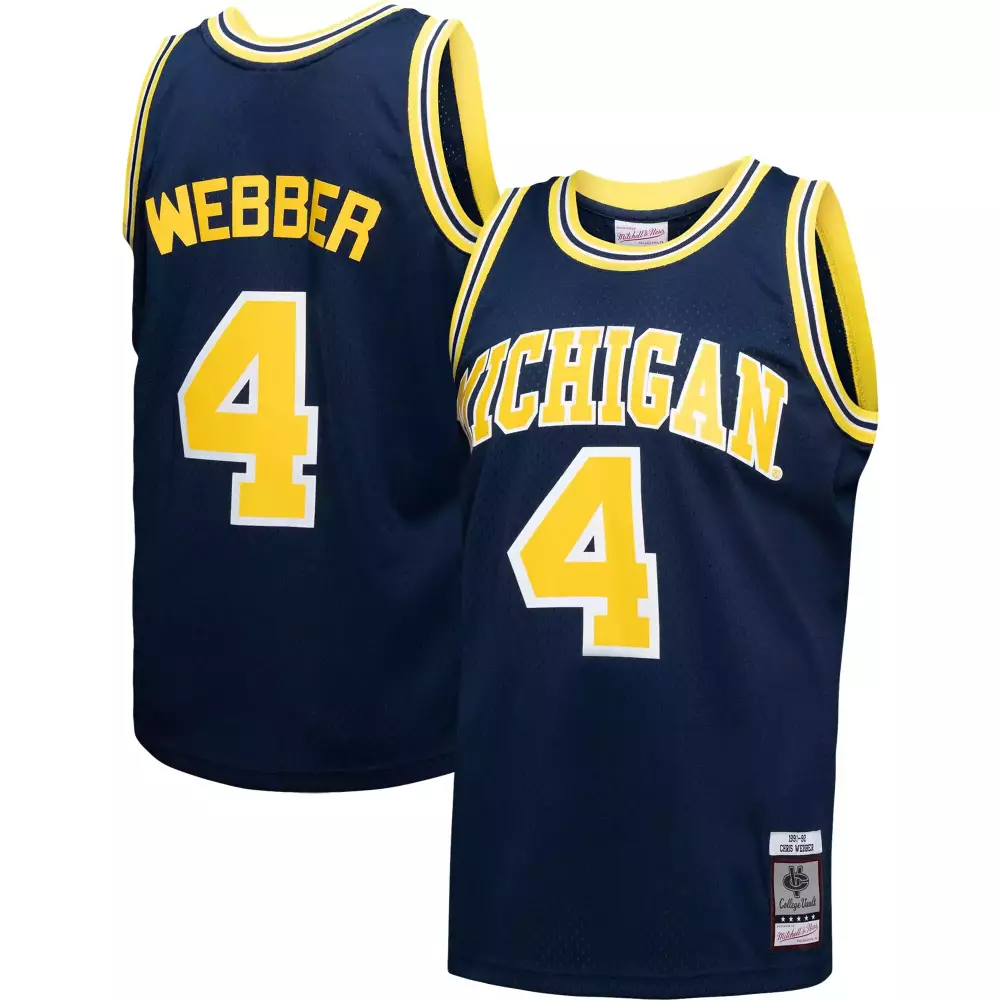 Chris Webber 4 Michigan Jersey Navy Men Yellow All Stitched Vapor