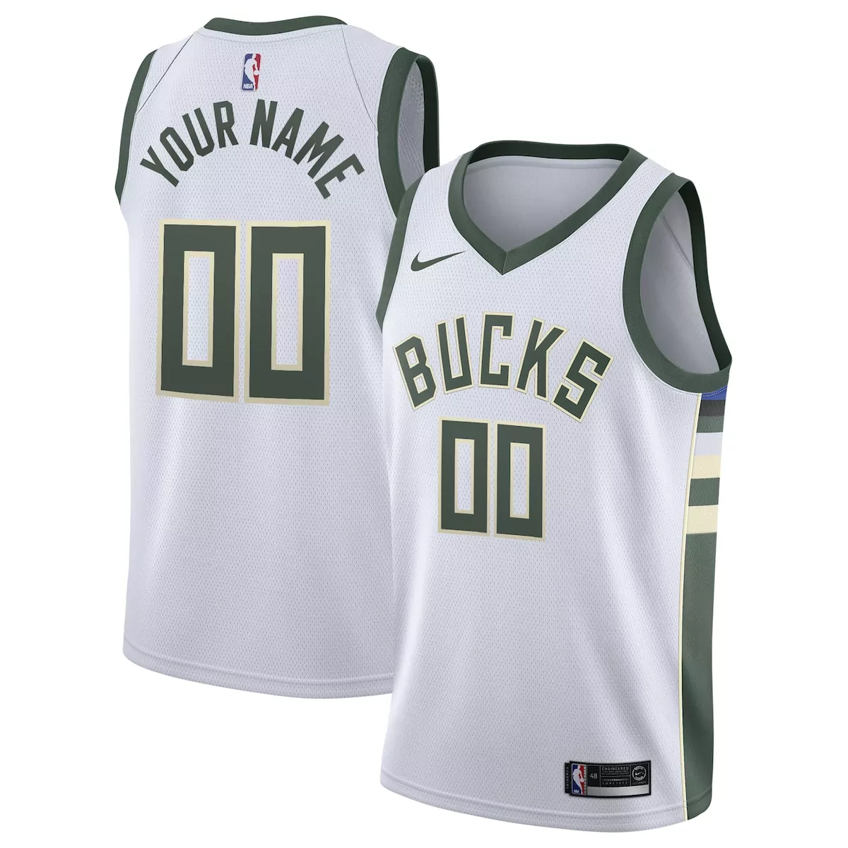 Custom Milwaukee Bucks Jersey White Gothic Men Authentic Alternate Green Cream