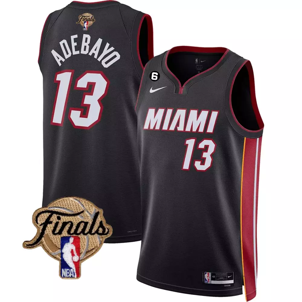 Bam Adebayo 13 Miami Heat Jersey Black NBA Finals 2023 Men Red White Yellow All Stitched