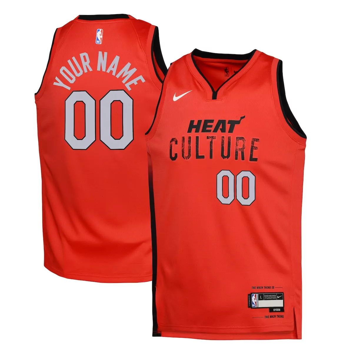 Custom Miami Heat Jersey Orange Culture Men Black