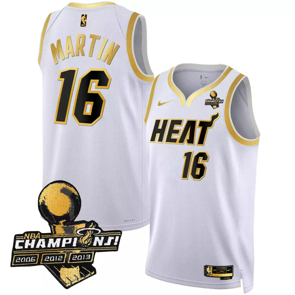 Caleb Martin 16 Heat Jersey White Men Gold Black Collection All Stitched