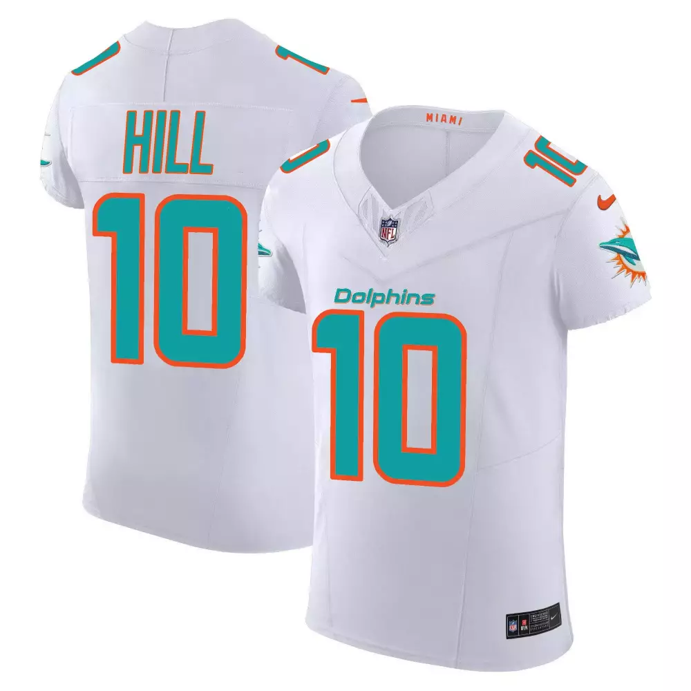 Tyreek Hill 10 Miami Dolphins Jersey White Men Player Aqua Orange Vapor Elite All
