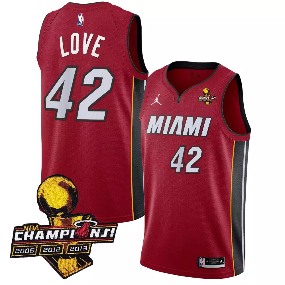 Kevin Love 42 Miami Heat Jersey Red Champions 2006 2012 2013 Men Black Yellow Collection