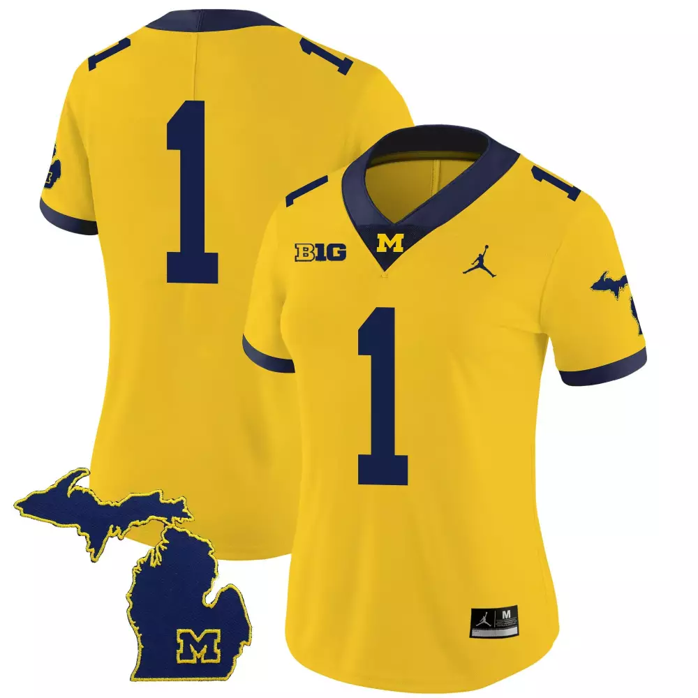 Maize Special 1 Jersey Yellow Jumpman Michigan Wolverines Big Ten Women Navy v2 All
