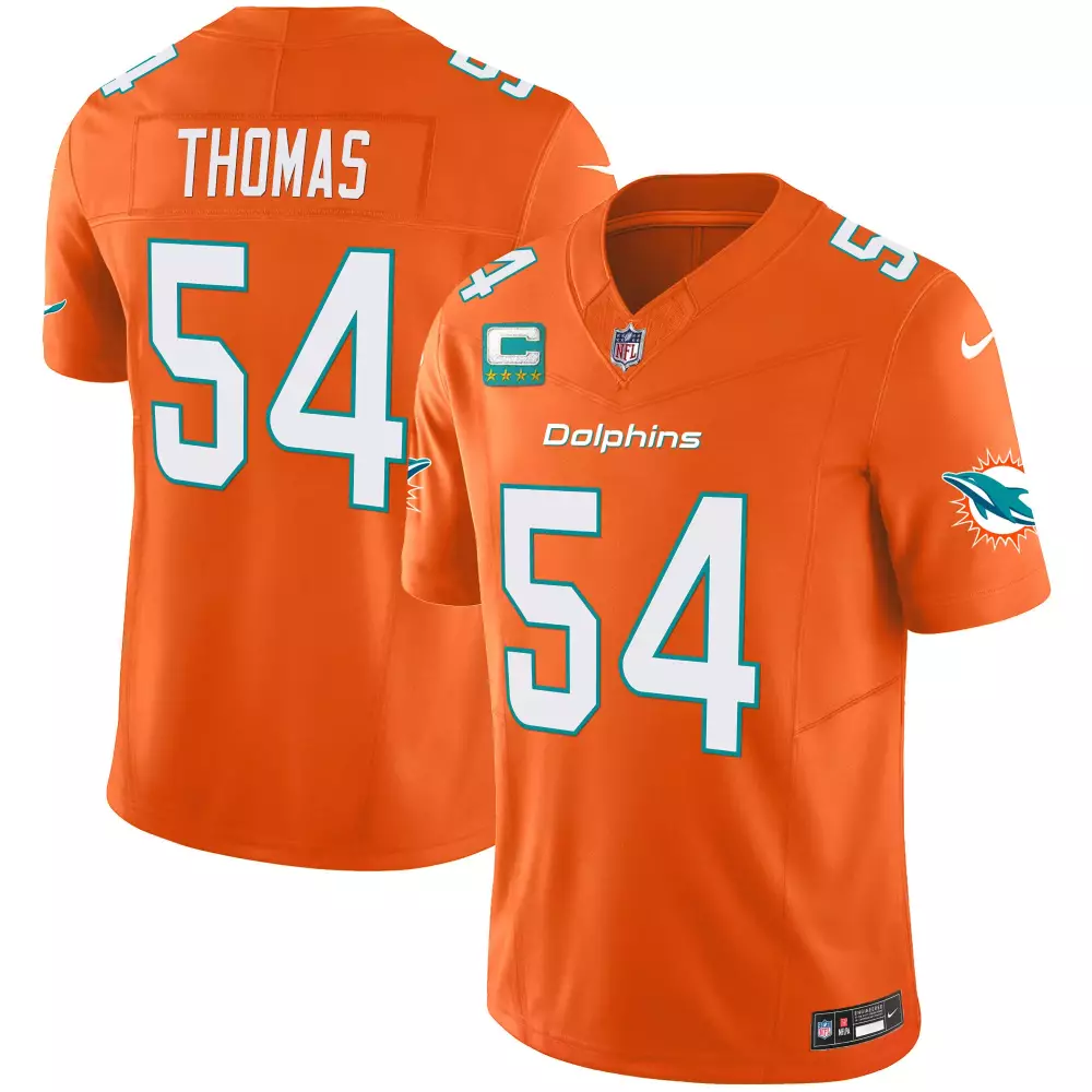 Zach Thomas 54 Dolphins Jersey Orange Men NFL White Aqua Vapor Limited v2 All Stitched
