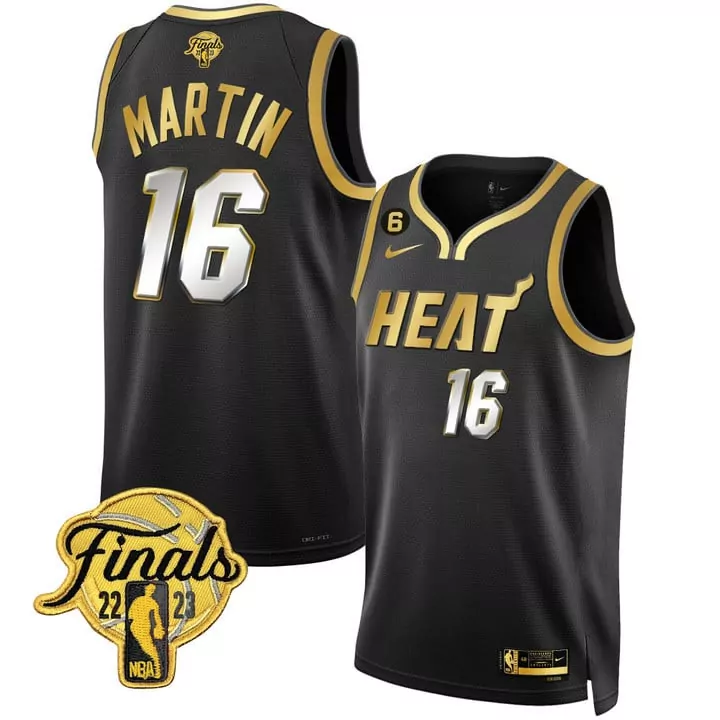 Martin 16 Miami Heat Jersey Black NBA Finals 2022-2023 2023 Men Gold White All Stitched