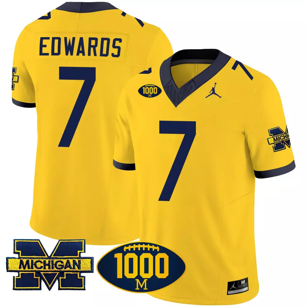 Donovan Edwards 7 Jersey Yellow Michigan Wolverines Men Navy Blue Vapor All Stitched