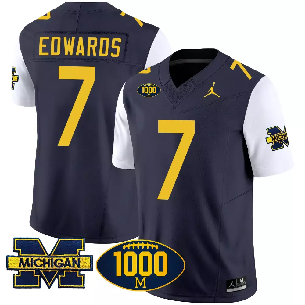 Donovan Edwards 7 Michigan Jersey Navy Jordan Brand Wolverines 1000 Football 2023