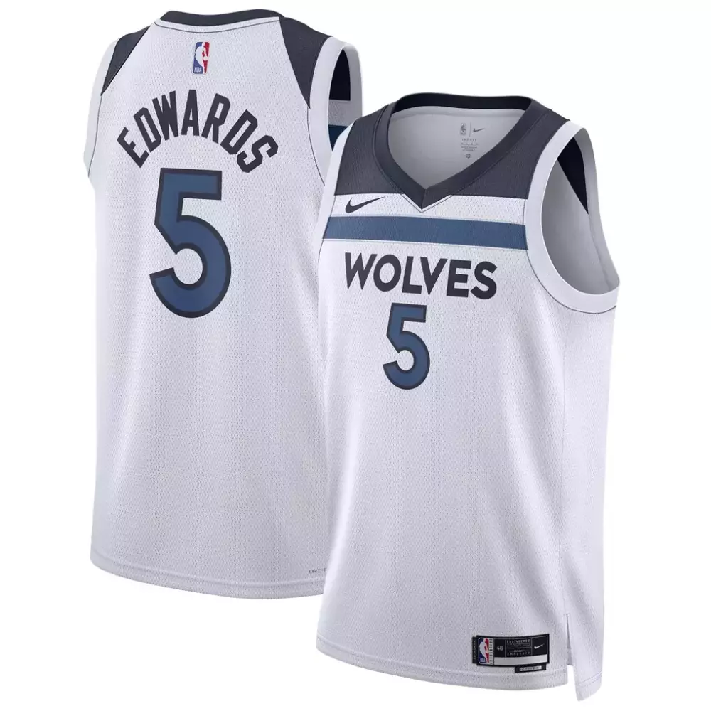Anthony Edwards 5 Jersey White Minnesota Timberwolves Men Stitched Alternate Dark Blue