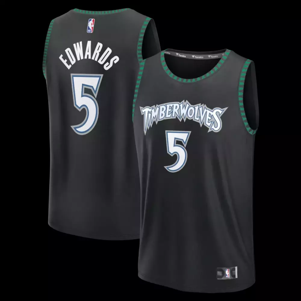Anthony Edwards 5 Jersey Black Minnesota Timberwolves Men Authentic Green White Blue