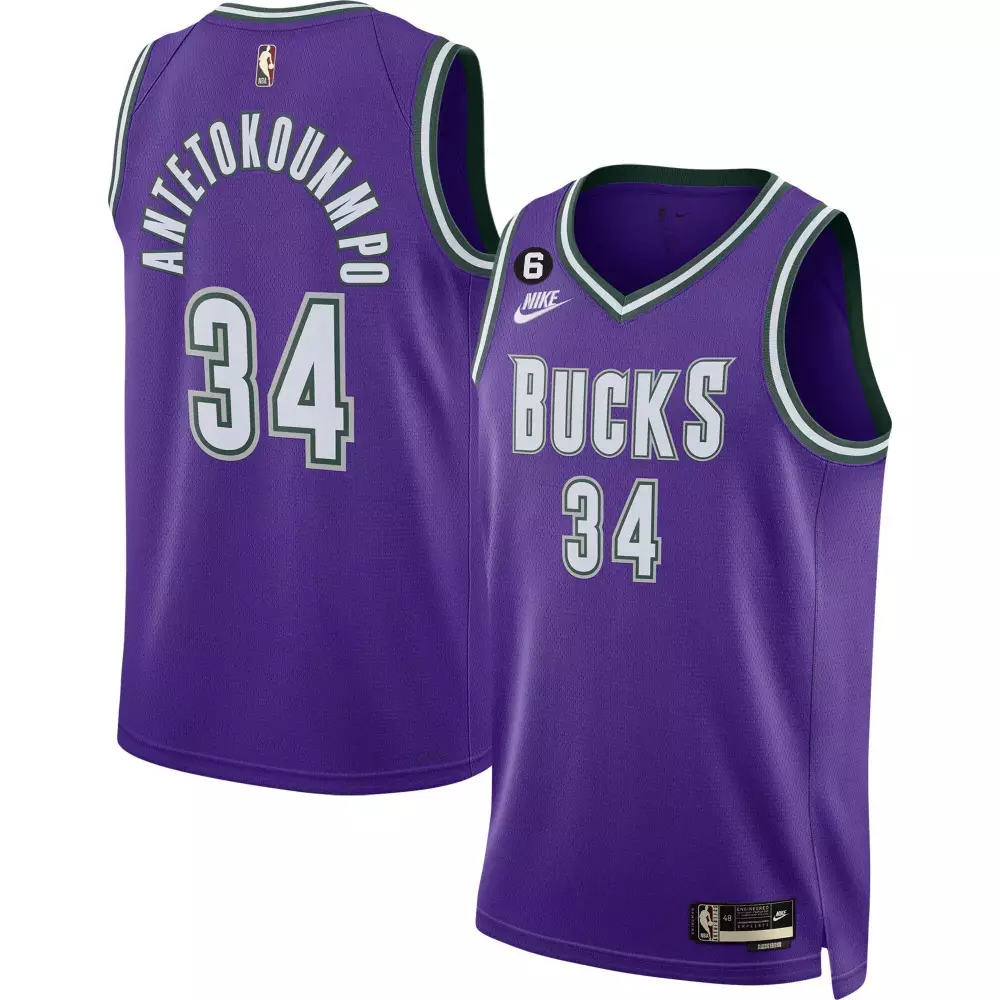 Giannis Antetokounmpo 34 Jersey Purple Milwaukee Bucks Men Authentic Alternate Green