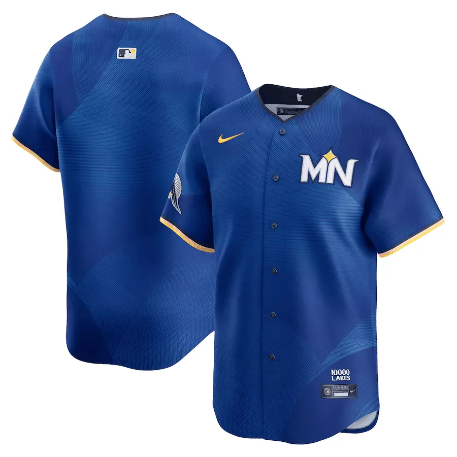 Custom Minnesota Twins Jersey Blue 10000 Lakes Men Authentic Design Yellow All Stitched