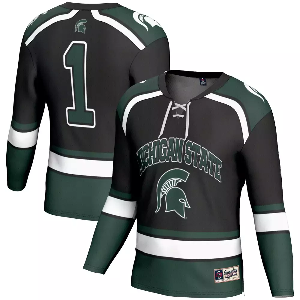 Custom Michigan State 1 Jersey Black Men White Green All Stitched Vapor