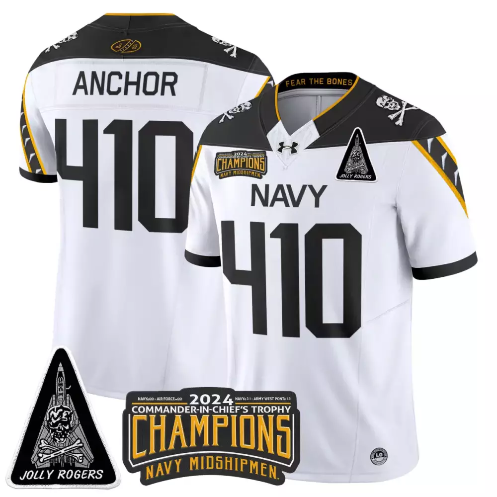 Anchor Midshipmen Navy Jersey White Jolly Rogers Commander-in-chief's Trophy 2024