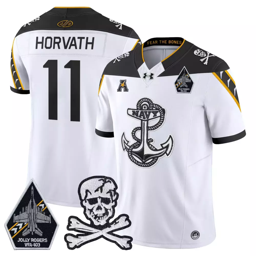 Horvath Midshipmen 11 Navy Jersey White Jolly Rogers VFA-103 Skull Crossbones Men
