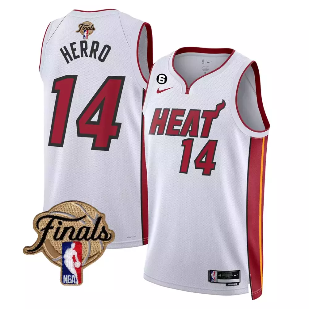 Tyler Herro 14 Heat Jersey White 2023 NBA Finals Men Red Black All Stitched