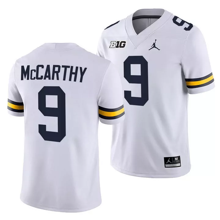 Jj Mccarthy 9 Michigan Jersey White Big Men Navy Blue Yellow Game All Stitched