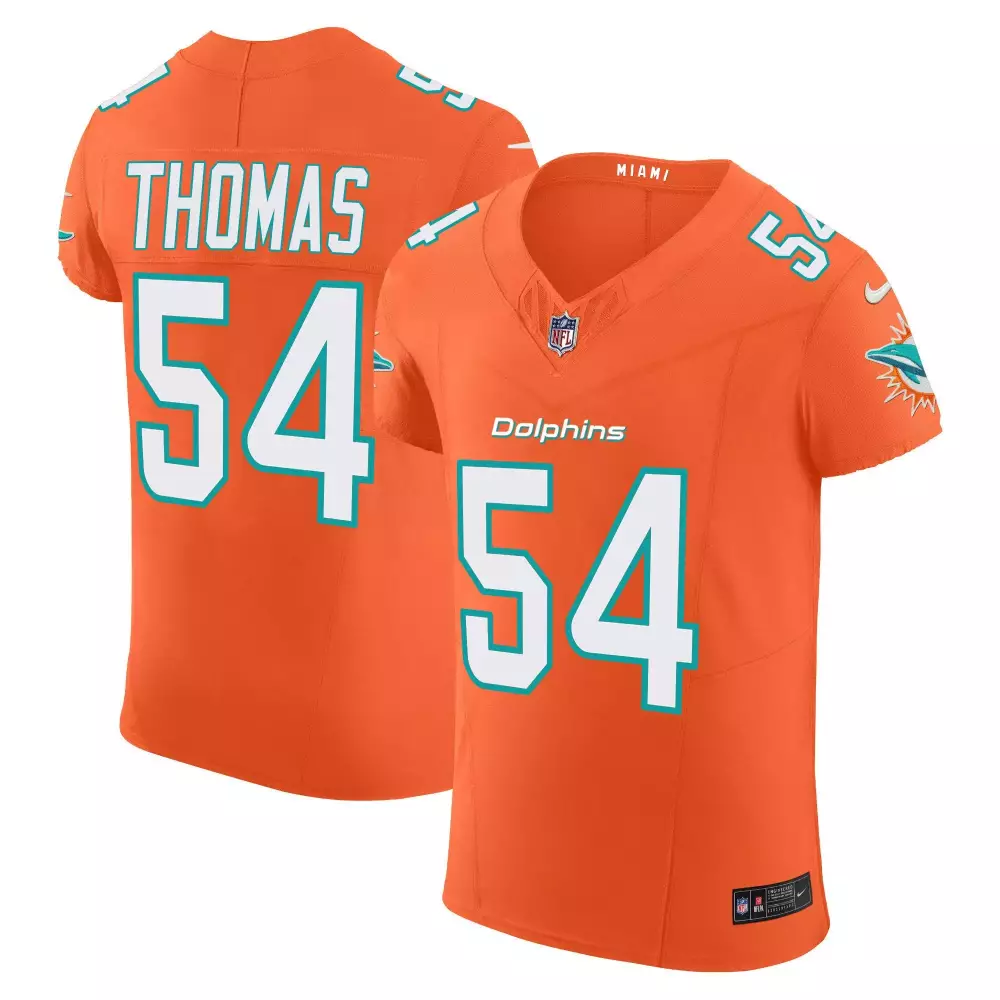 Zach Thomas 54 Miami Dolphins Jersey Orange Men White Teal Vapor Elite All Stitched