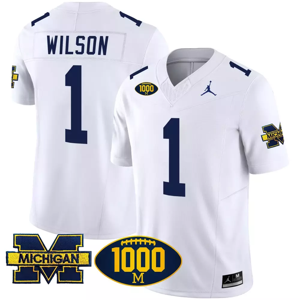 Roman Wilson 1 Jersey White Michigan Wolverines Men Authentic Navy Blue Yellow Vapor