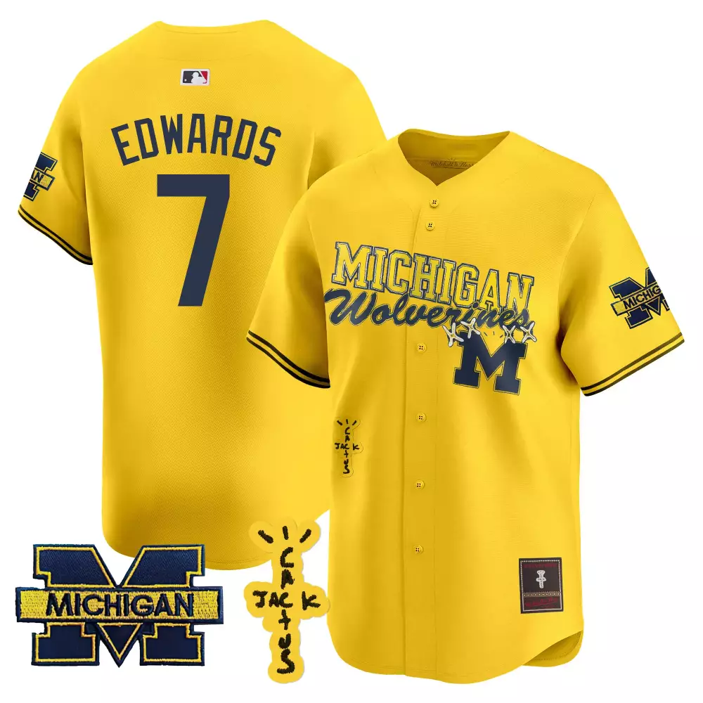 Donovan Edwards 7 Jersey Yellow Michigan Wolverines Men Navy Blue All Stitched