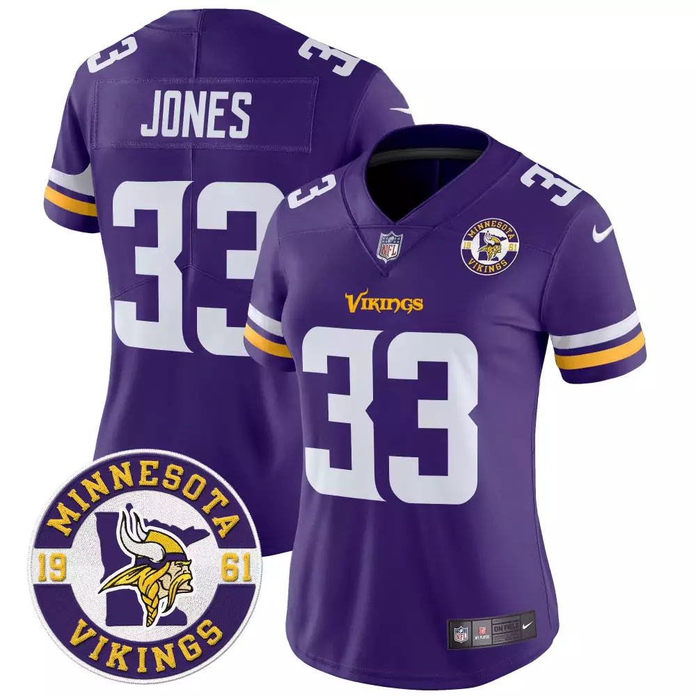 Aaron Jones 33 Minnesota Vikings Jersey Purple Null Women Stitched White Yellow Vapor
