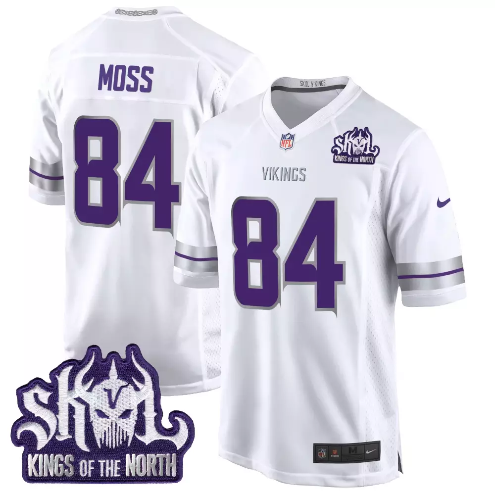 Randy Moss 84 Minnesota Vikings Jersey White Skol Kings Of The North Men Stitched