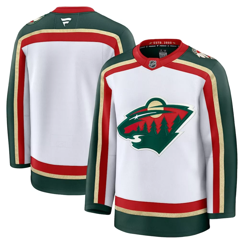 Custom Minnesota Wild Jersey White Esto. 2000 Men Replica Green Red Gold Anniversary