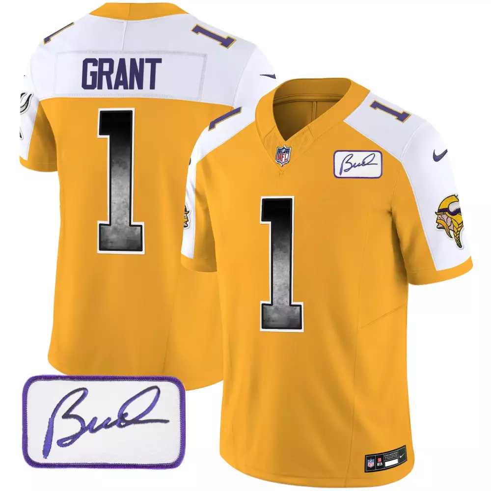 Bud Grant 1 Minnesota Vikings Jersey Gold Gothic Sin City Men Authentic Alternate