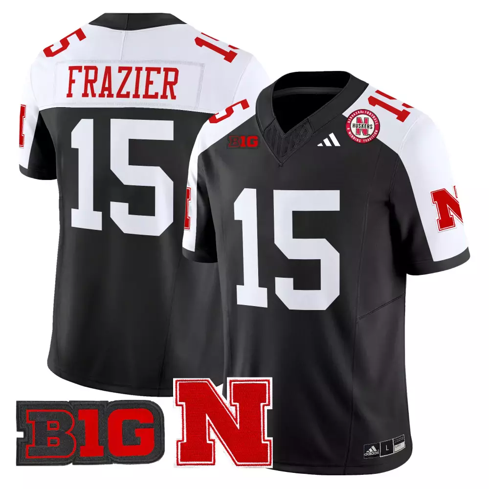 Frazier 15 Nebraska Huskers Jersey Black Gothic Sin City Big Ten Men Limited Alternate